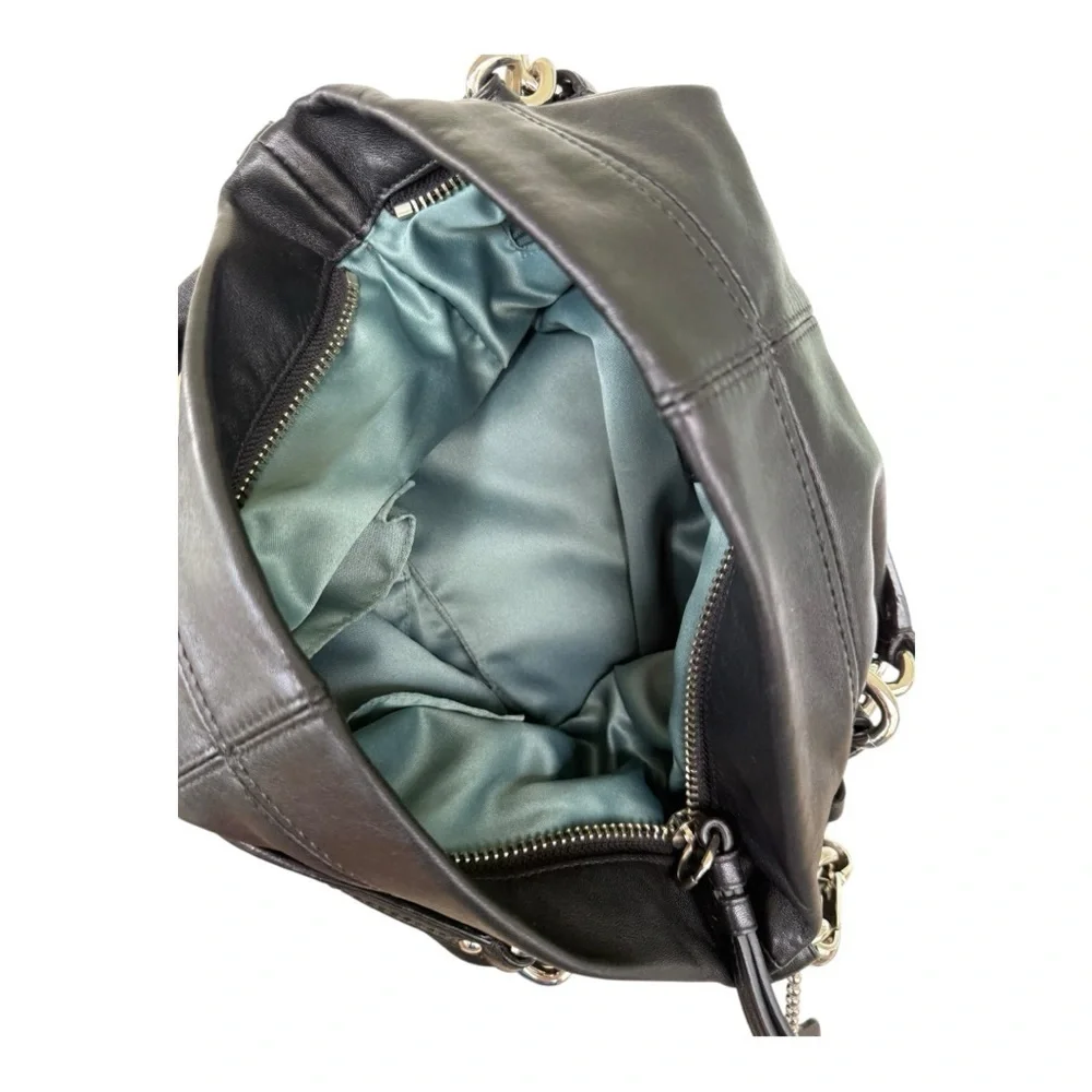 Vintage Coach Brooke #14820 Soft Leather Hobo Medium Purse Black & Silver